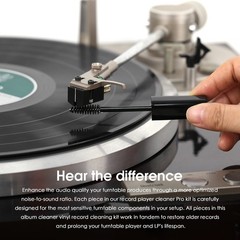 6-in-1 Vinyl Record Cleaning Kit w/Microfiber Cloth/Label Protector/Stylus Brush