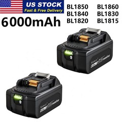 2 Pack 6.0Ah 18V For Makita LXT Lithium-Ion BL1840 BL1850 BL1860B Tool Battery