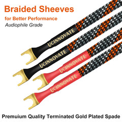 4 X Hifi OFC Speaker Jumper Cable with Spade, 21Cm Speaker Cable Bridge Bi-Wire