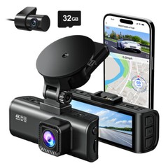 REDTIGER Dash Cam 4K Front and Rear Dash Camera for Cars Free 32GB SD Card