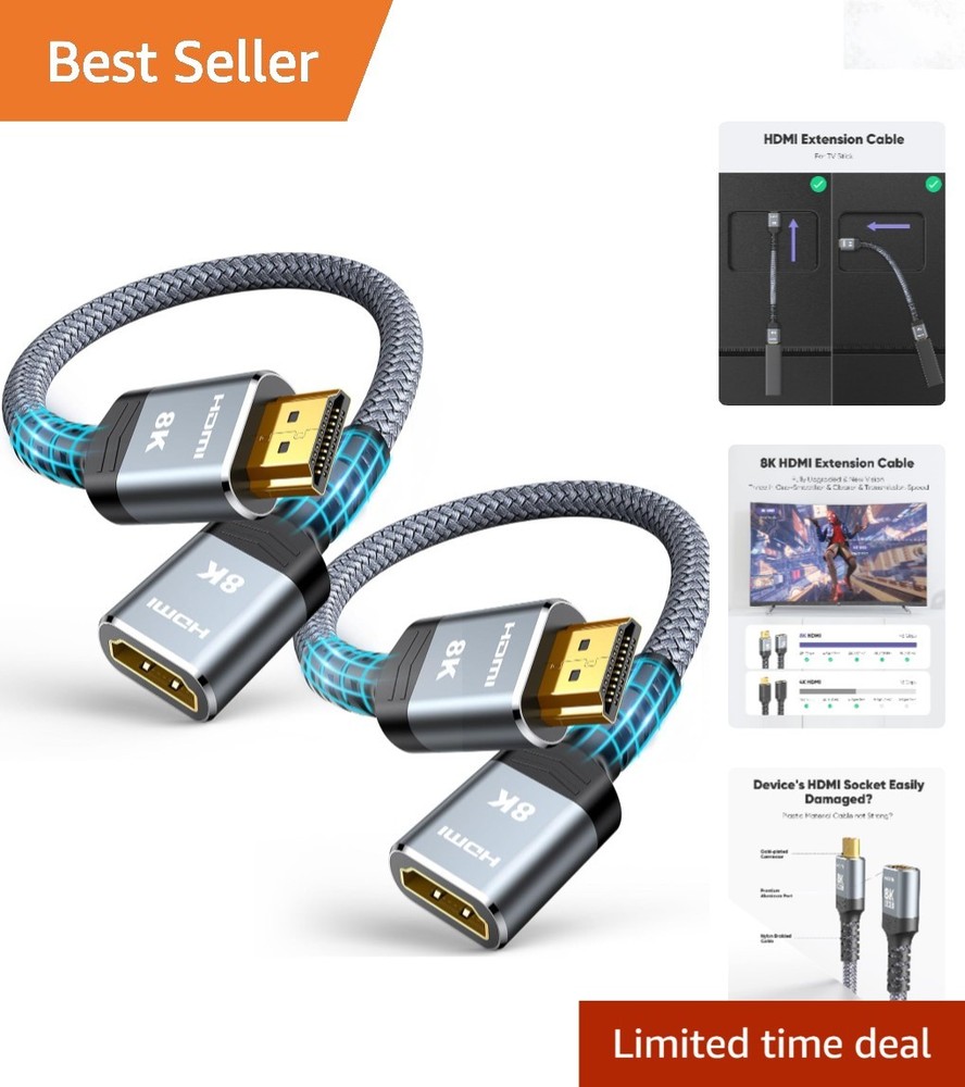 8K HDMI Extender 2-Pack – Ultra High Speed, 1FT, Braided, Compatible with PS5…