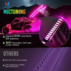 3FT/4FT LED Whip Lights COB Chips RGB Chasing Spiral Antenna for Can-Am ATV UTV