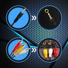 SatelliteSale 3.5mm Aux Jack Male to 3 RCA Male Audio/Video Cable Black(6 feet)