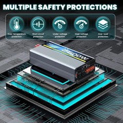 2500W Pure Sine Wave Power Inverter 12V to 120V ATS Remote 5000W Peak New