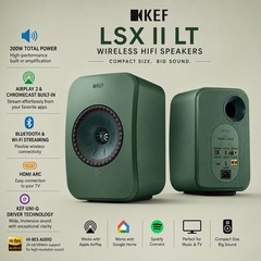 KEF LSX II LT Wireless Bookshelf Speakers Pair HDMI Bluetooth USB Graphite Grey