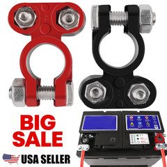 Universal 2 Car Battery Terminal Connector Top Post Positive Negative Heavy Duty