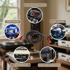 2 PCS RCA Cables 2 Channel Twisted 4Ft Car Audio Shielded Interconnect Amp Wire