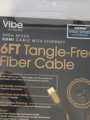 HDMI FIBER CABLE/CORD 6FT TANGLE FREE HIGH SPEED W/ETHERNET 1080P 3D VIDEO 24KT