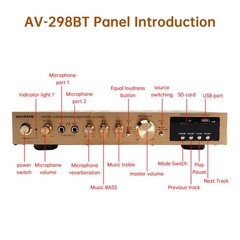 2000W 5CH Amplifiers Amplificador HiFi Stereo AV Surround Amplifier SD FM Home