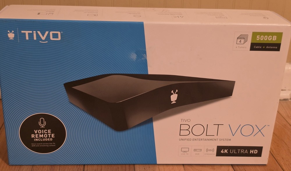 NIB TiVo BOLT VOX 4K 2160p DVR 500GB HDD w/ Voice Remote HDMI Black TCD849500V