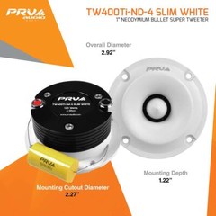 2x PRV 240W Shallow Super Tweeter Small Neodymium TW400Ti-Nd-4 SLIM WHITE 4 Ohm