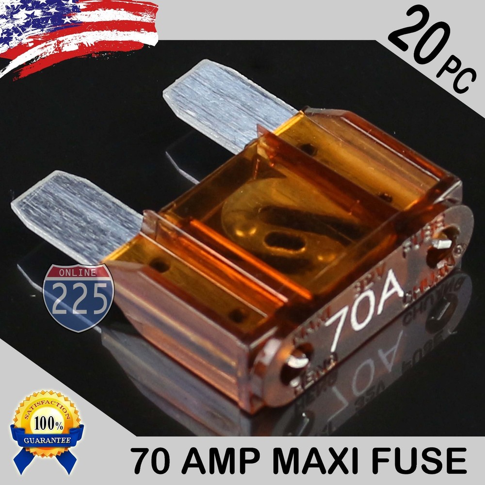 20 Pack 70A AMP Platinum Plated Large Audio Blade MAXI Fuse 12V 24V 32V Auto US