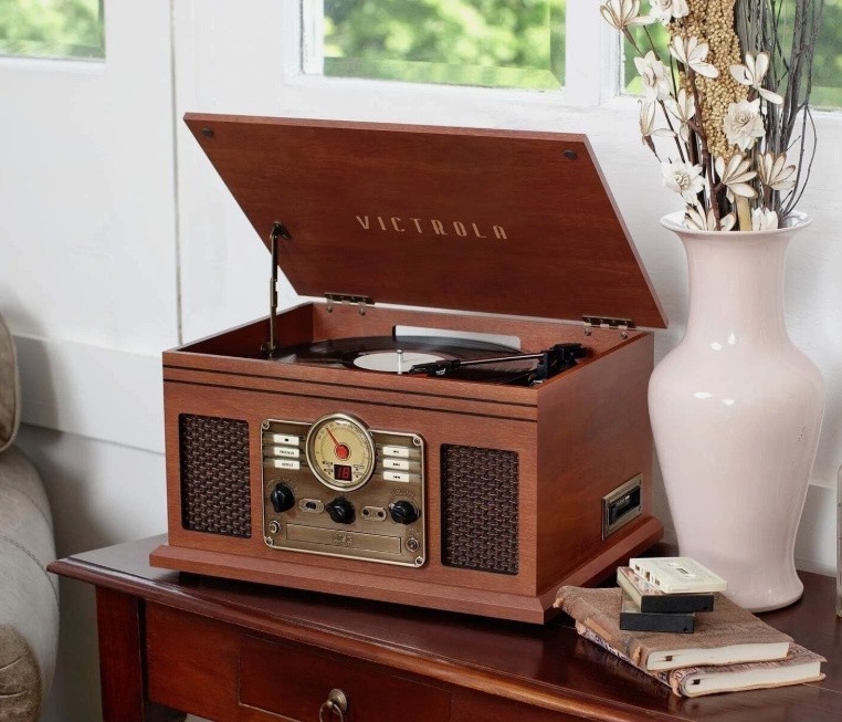 Victrola Nostalgic 6-in-1 Bluetooth Record Player & Multimedia Center – Mahogany
