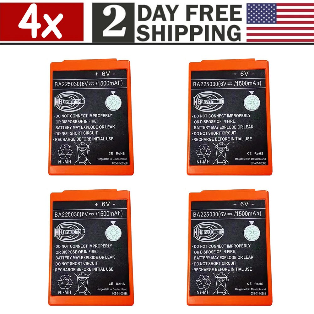 [4 Pack] 1500mAh BA225030 6V Battery For HBC Crane Remote Pump Truck Battery