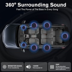 Under Seat Powered Subwoofer 1200W 2.6″ Slim Aluminum Alloy Body DSP 48 Band EQ