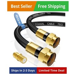 RG6 Coaxial Cable, 3FT 6FT 10FT 15FT 25FT 50FT 100FT Coax Cable Cord with Gol…