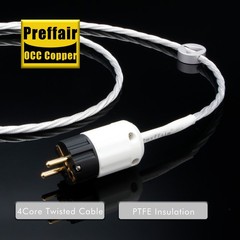 24K Gold Plated EU/US Version AC Power Cord OCC Copper Silver Plated Power Cable