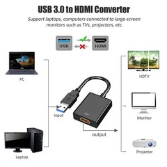 AKWOR USB to HDMI Adapter, USB 3.0 to HDMI 1080P Video Audio Converter Connec…