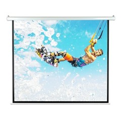 Pyle PRJELMT86 84″ Motorized Projector Screen, Includes Remote Control – White