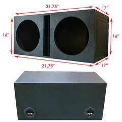 Dual 12″ Vented Armor Coated Subwoofer Box with Painted Kerf Port 1″ MDF wood