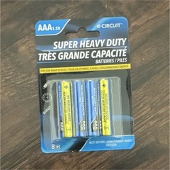e-Circuit AAA 1.5V Super Heavy Duty Batteries 8 Pack for Low Drain Devices