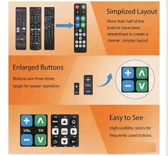 Big Button Universal TV Remote Simple Easy to Use, Works With Major TV Brands