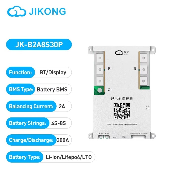 JIKONG Smart BMS 4S-8S 300A Li-ion LiFePo4 LTO Battery BMS 2A Active Balance Lot