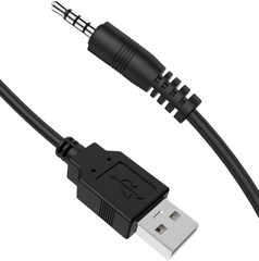 3.5mm Male AUX Audio Jack to USB 2.0 Charge Data Cable Cord, 2pack black