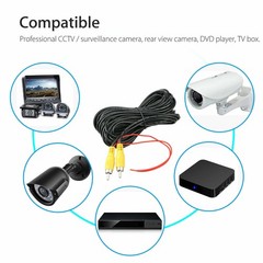 32ft Car RCA Video Extension Cable & Detection Wire for Rear View Backup Camera