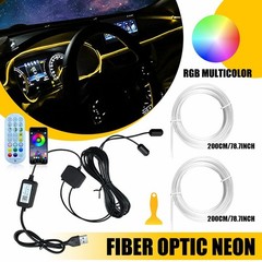 LED Neon Light Trim Glow Optic Fiber Strip Car Interior Ambient Lighting Kit.APP