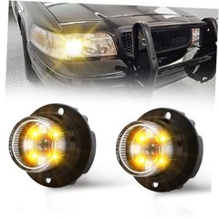 Amber White LED Emergency Strobe Lights Kit Hideaway Strobe 2PCS Amber/White