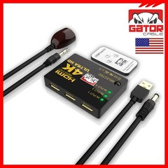 4K HDMI 2.0 Cable Splitter Switcher Box Hub IR Remote Control 3X1 Power 3 to 1