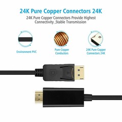 Display Port to HDMI Cable DP Adapter Converter Audio Video PC HDTV 1080P 60Hz