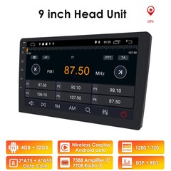 Double Din Android 9″ Car Stereo CarPlay 8Core 4GB RAM 64GB ROM GPS Navigation