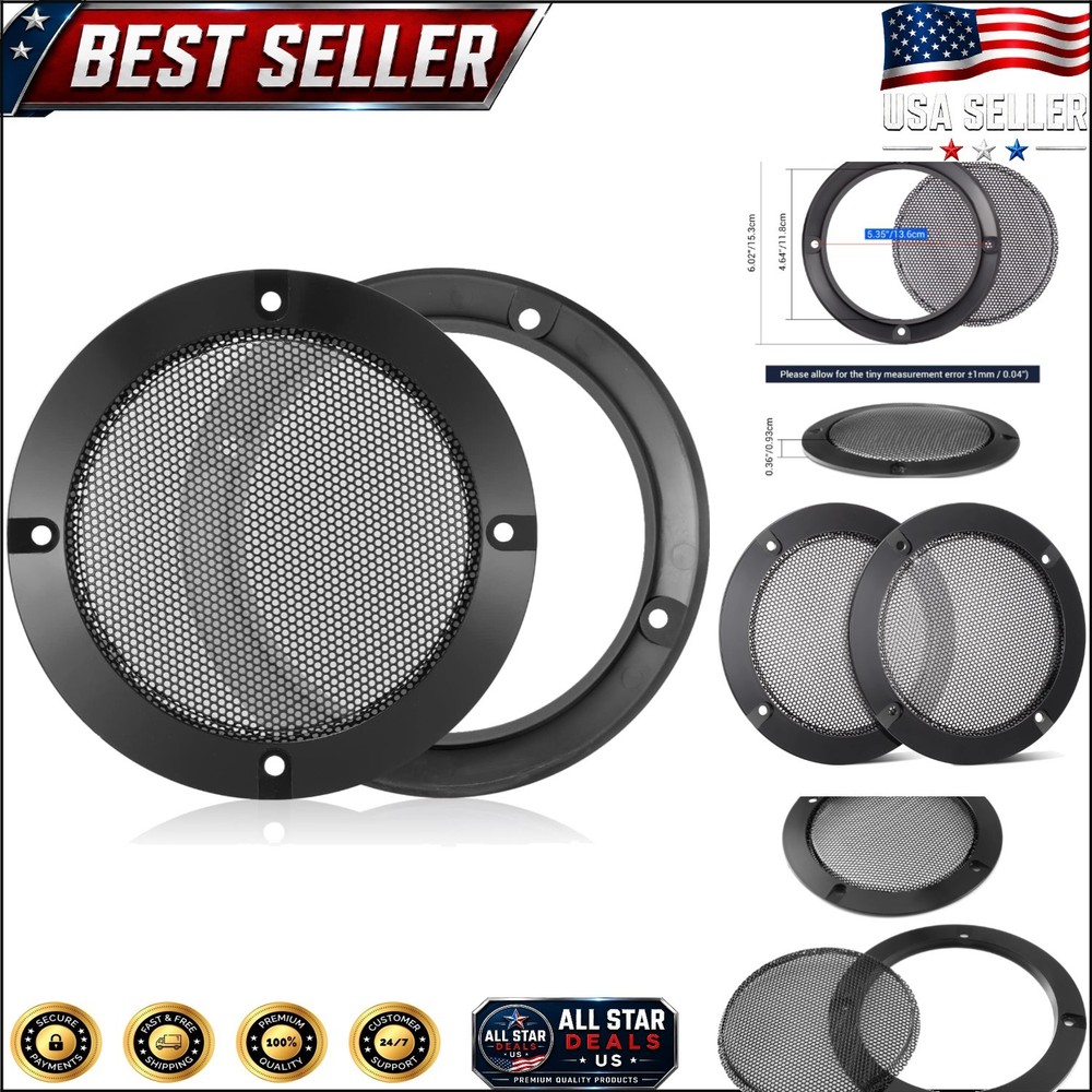 Lightweight 5-Inch Speaker Covers – 2PC Black Mesh Grills with Easy Installation