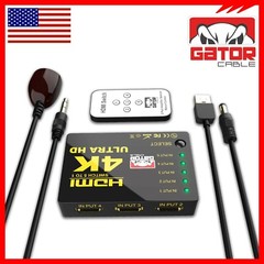 4K HDMI 2.0 Cable Splitter Switcher Box Hub IR Remote Control 5X1 Power 5 to 1
