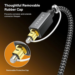 IVANKY Optical Audio Cable, 10Ft Toslink Fiber Optic Cord, S/PDIF Digital Optica