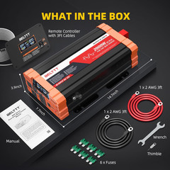 BELTTT 2000W Pure Sine Wave Inverter, Car Power Inverter 12V to 120V AC Converte
