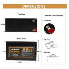 12V 10Ah Lithium Ion LiFePO4 Deep Cycle Battery 2 Pack, 2000+ Cycles, Rechargeab