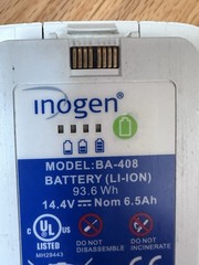 Inogen 0ne G4 double cell Battery, Model BA 408, volt 14.4
