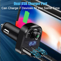 Bluetooth 5.0 Car Wireless FM Transmitter Adapter AUX Hands-Free 2USB PD Charger