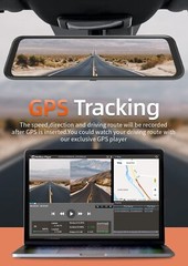 WOLFBOX 4K12” Free SD Dual Mirror Dash Dash Cam Parking Monitoring Cameras