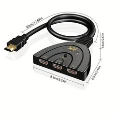 4K HDMI Switch 3 Port, HDMI Splitter Switcher Hub, 4K, Plug and Play,