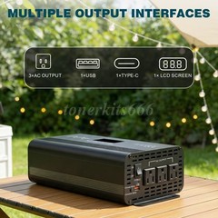 4000/8000W Power Inverter Pure Sine Wave Vehicle AC+USB+Type-C for Solar Systems