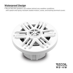 RECOIL M0-4W Coaxial Speakers 4 Inch 2-Way Marine Boat & UTV ATV 4 Ohm Pair