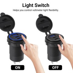 12V-24V QC3.0 + PD USB C Car Fast Charger Power Socket Outlet for Boat RV Marine