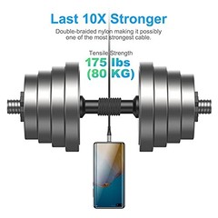 USB to USB C Cable,3Pack Premium Nylon Braided Fast Charging,3A Rapid 10ft Grey