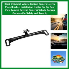 Black Universal Backup Camera License Plate Bracket for Enhanced Vehicle Safety