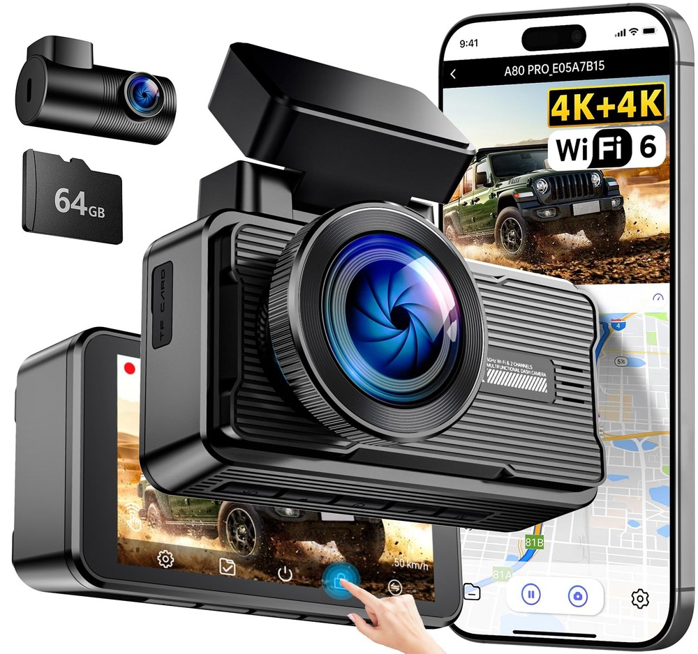 4K+4K Dash Cam Front and Rear for Cars