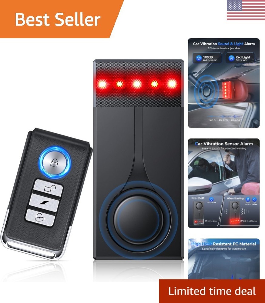 Easy Install 108dB Car Alarm System with Magnetic Mount & Long Battery Life